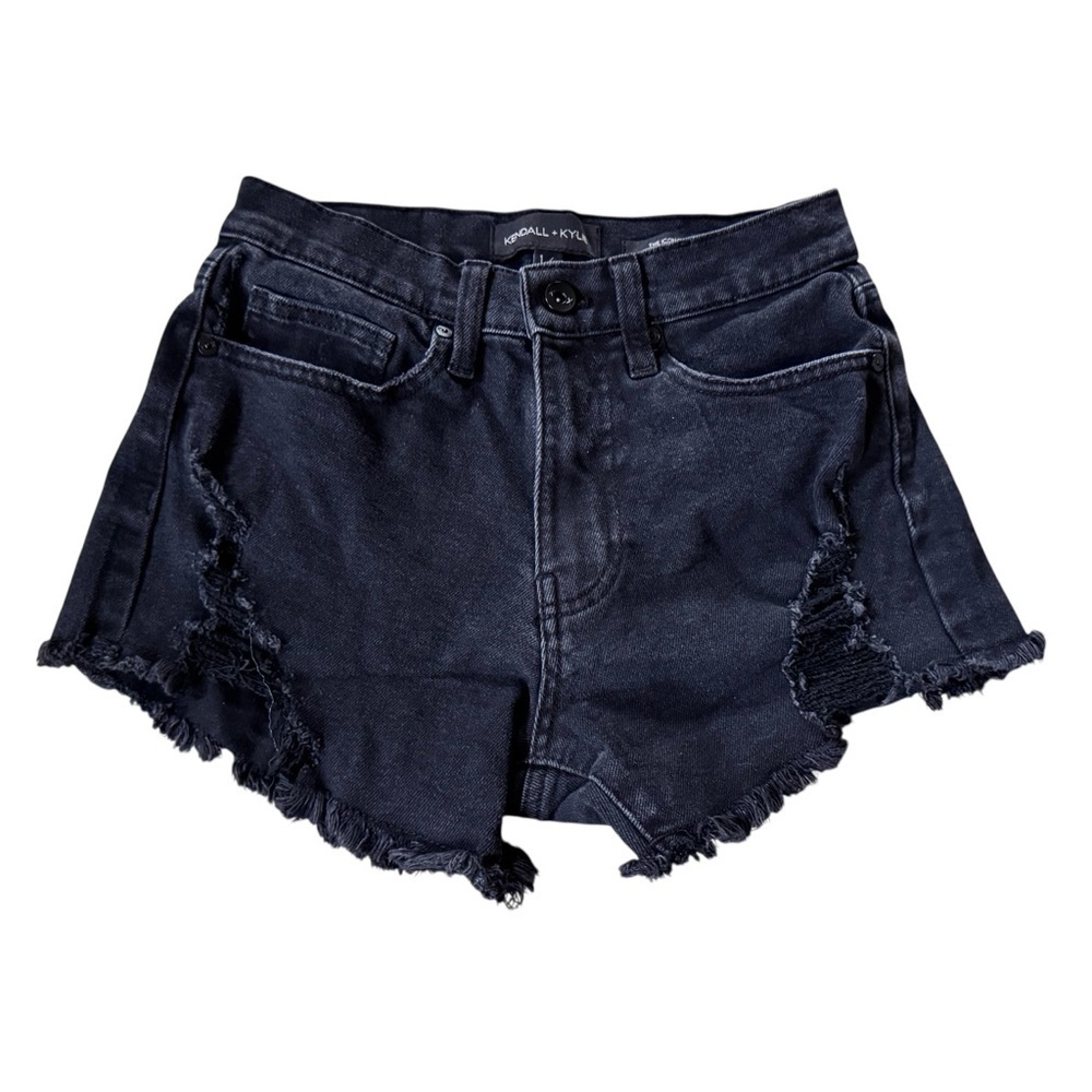 Kendall & Kylie Black Distressed Denim Jean Shorts